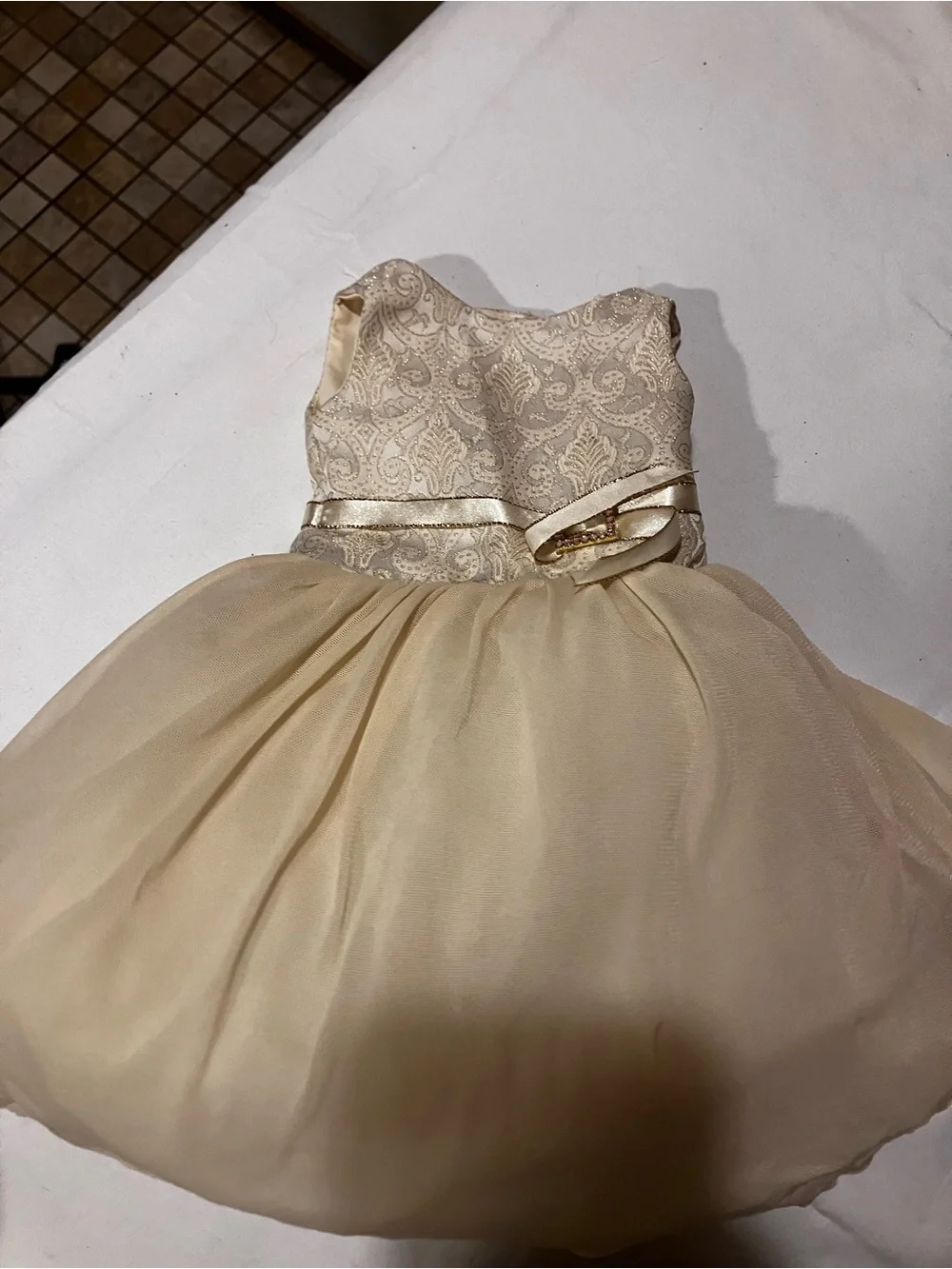 Retired 2005 American Girl Gala Party Dress Gold Brocade Tulle & Matching Shoes⁠